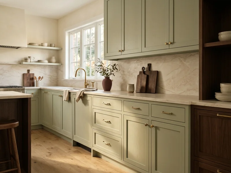 Painted poplar kitchen with mitred profile doors in a Leaside house