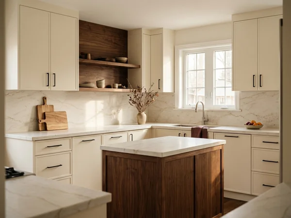 After: refaced kitchen with painted doors in Scarborough Village