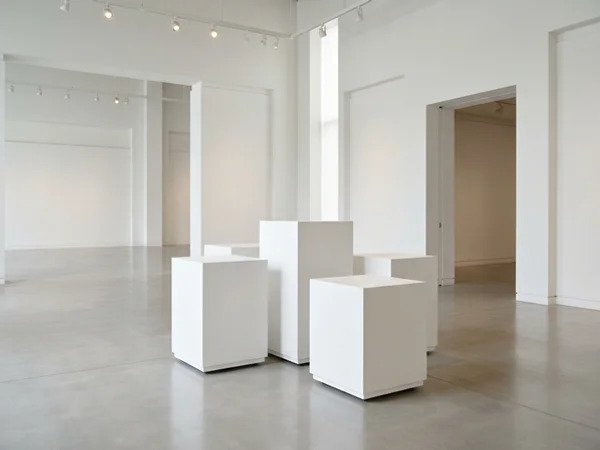 Art gallery plinths of varying heights