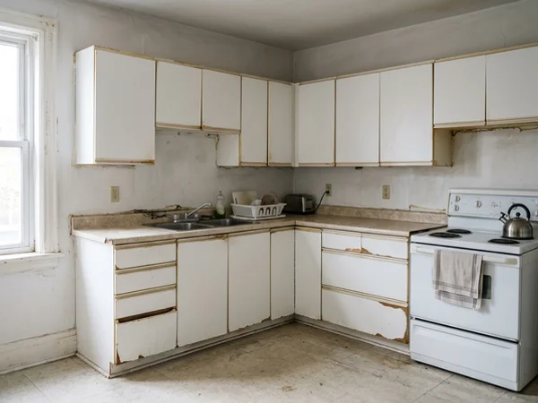 Before: failed laminate kitchen in Davisville