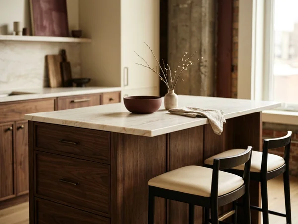 Compact condo island with seating for two