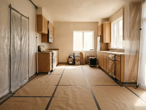 Floor protection and dust barrier before tear-out