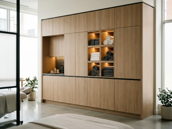 Physiotherapy clinic storage wall