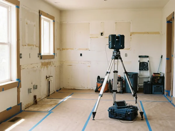 Proliner laser set up in an empty kitchen