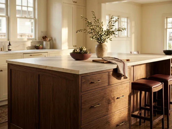 Refaced island with walnut end panels and fronts